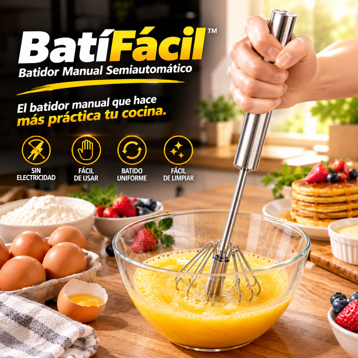 BATÍFÁCIL™ El batidor manual que hace más práctica tu cocina.