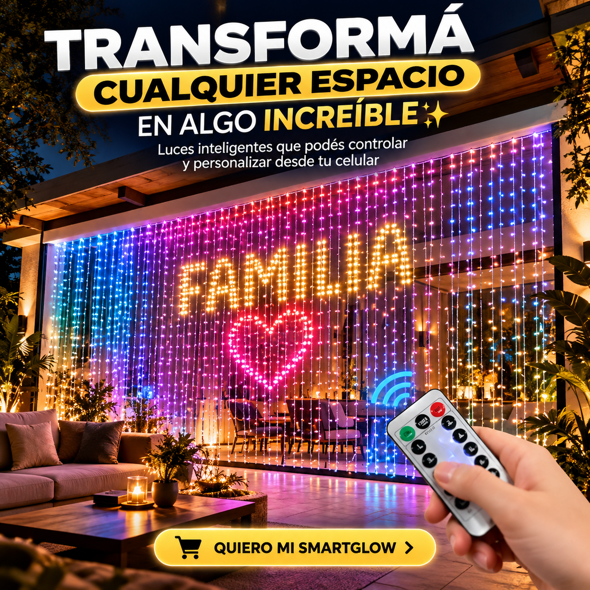 Cortina LED Inteligente 2x2 MTS — Transformá tu Navidad en un espectáculo de luces ✨